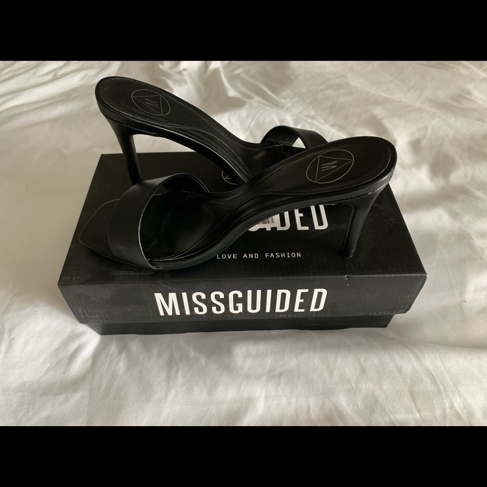 Missguided Black Heel Mules